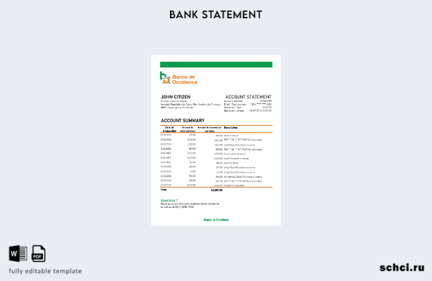 цифровая загрузка шаблона Excel банковской выписки Banco de Occidente Гондураса